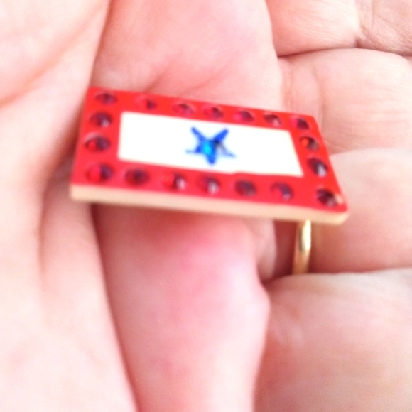 Vintage Patriotic Mother's Son in Service Pin 1 Blue Star Celluloid Rhinestones - Picture 2 of 3